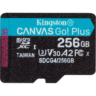 Карта пам&apos;яті Kingston 256GB microSDXC сlass 10 UHS-I U3 V30 A2 Canvas Go Plus G4 (SDCG4/256GBSP) Вінниця - фото 1