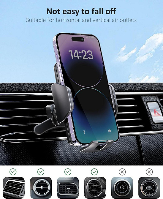 Тримач телефону Hoppac Car Mobile Phone Holder чорний сталевий гачок 360° обертання одно-кнопковий для смартфонів 4–7" Київ - фото 2