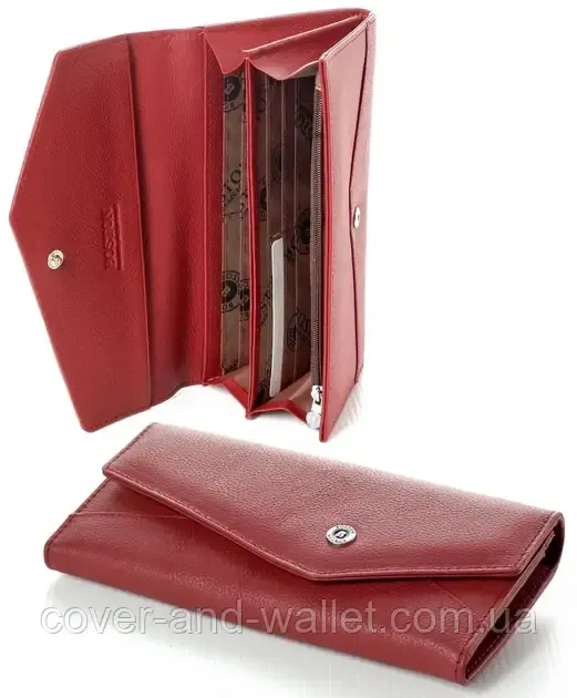 Червоний жіночий гаманець конверт із натуральної шкіри на багато карток ST 212 Київ - фото 1