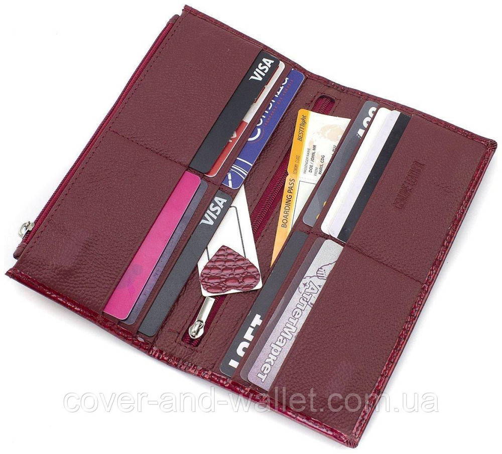 Жіночий тонкий гаманець купюрник з лакової шкіри на магнітах та блискавці ST AE 006 Київ - фото 6