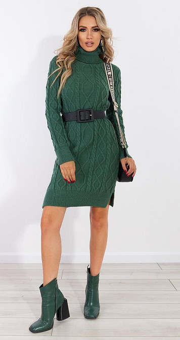 Вязанное платье с косами (46-48) Киев - изображение 2