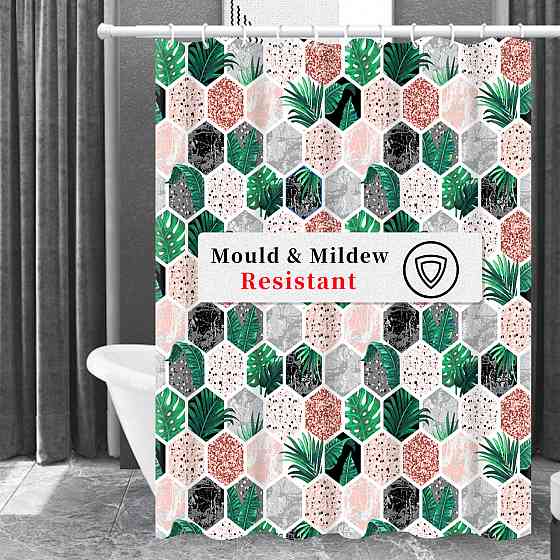 Шторка для ванны из полиэстера водонепроницаемая Bathlux 180x180 см с кольцами, занавеска для ванной комнаты Каменец-Подольский