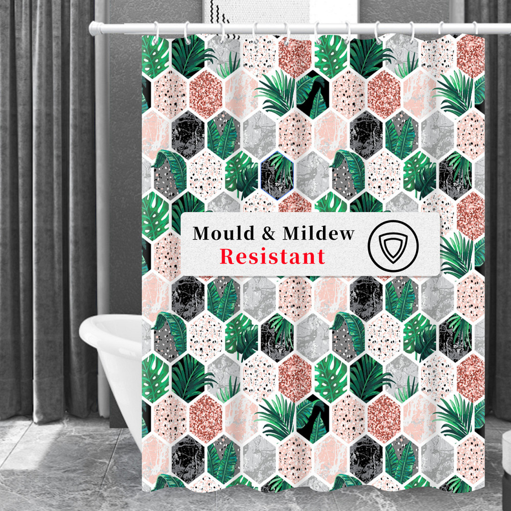 Шторка для ванны из полиэстера водонепроницаемая Bathlux 180x180 см с кольцами, занавеска для ванной комнаты Каменец-Подольский - изображение 3