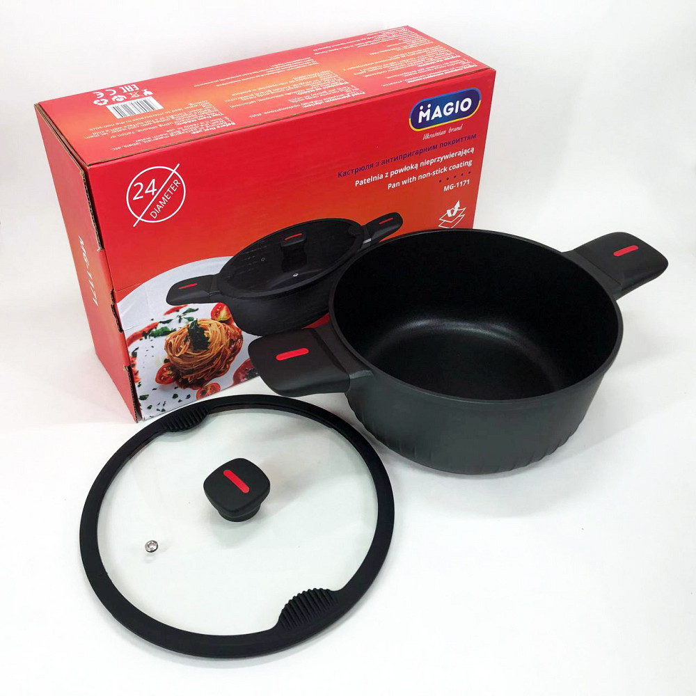 Кастрюля Magio MG-1171 Литая антипригарная 5л 24 см TA-60 Львов - изображение 10