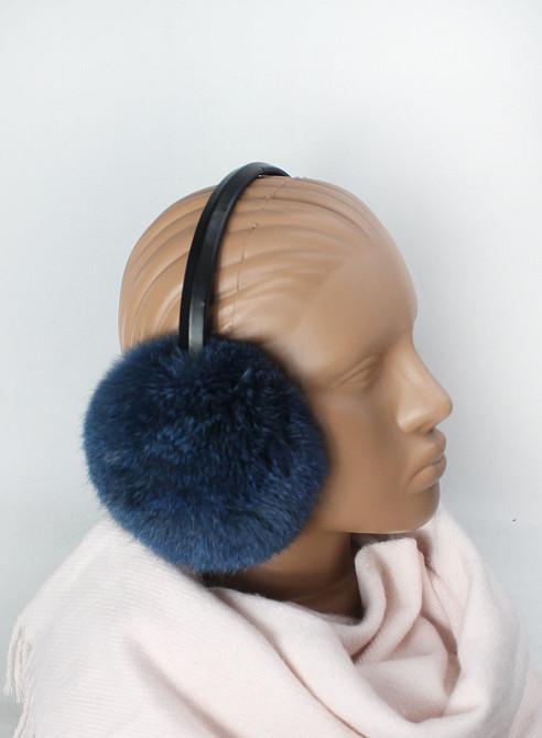 Наушники меховые детские из кролика Синий Харьков - изображение 3