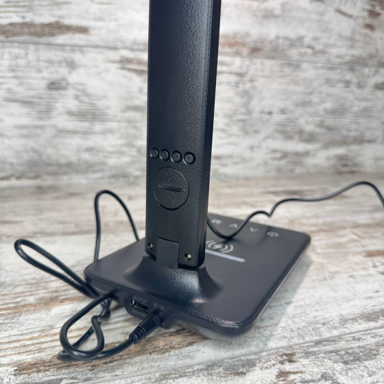 Настольная LED лампа TX26C0 с беспроводной зарядкой 10Вт, ЖК-дисплеем, сенсор, черная Киев