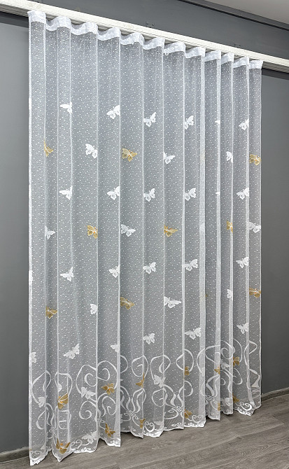 Тюль VR-Textil 1886т Жакард Метелики Білий з коричневим 400х270 см (42-1304) Київ - фото 3
