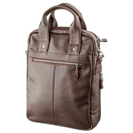 Якісна чоловіча сумка вертикального формату SHVIGEL 11168 під А4 Коричнева флотар Київ