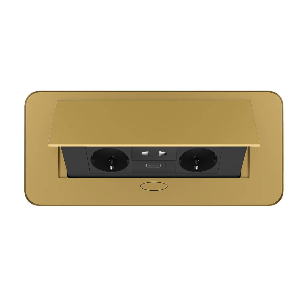 LIVOLO Меблева розетка потрійна LIVOLO золота, вбудована у стільницю, з USB 10 Вт, універсально Киев - изображение 5