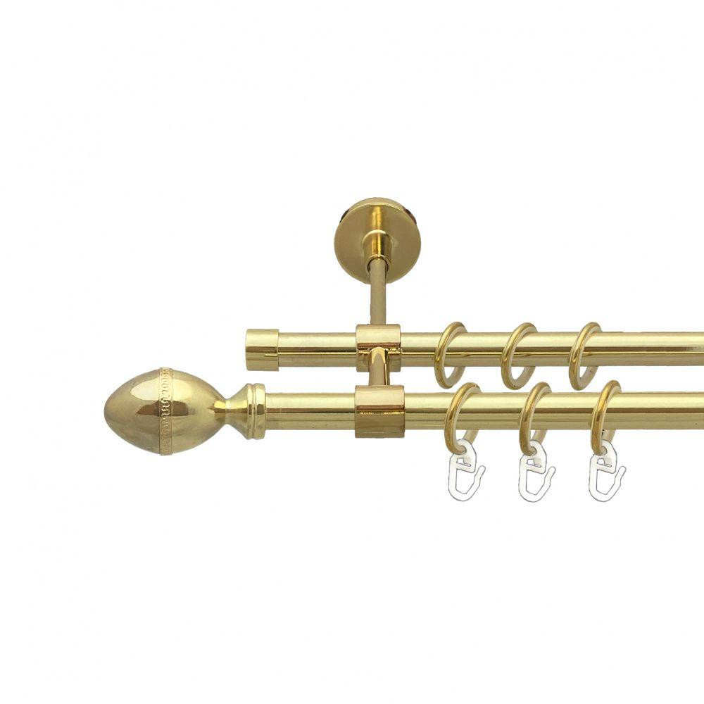 Карниз Orvit Фарже металевий дворядний закритий гладка труба кільце металеве Золото 16\16 мм 200 см Львов - изображение 1