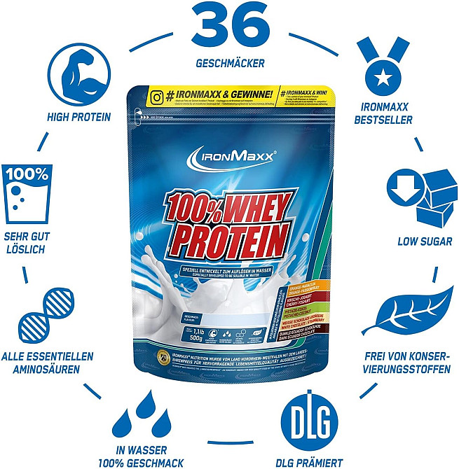 Протеїн Ironmaxx 100% Whey Protein 500 g (Cherry-Yoghurt) Луцьк - фото 3