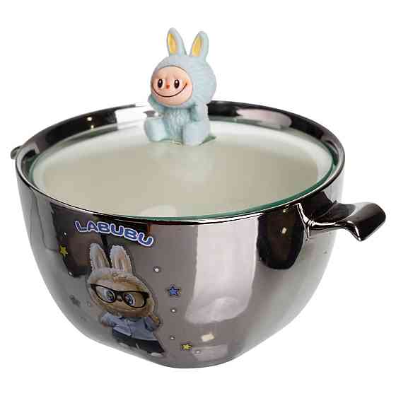Yiwu Бульйонниця порцелянова Labubu з кришкою і ручками 800 (мл) Ø15 (см) Сріблястий з блакитни Коломия