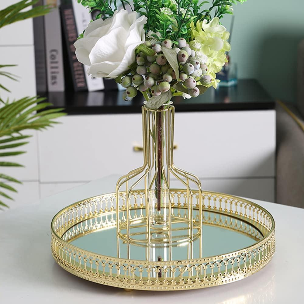 Поднос зеркальный декоративный 25 см круглый металлический золотистый для духов, косметики, украшений десертов Киев - изображение 7