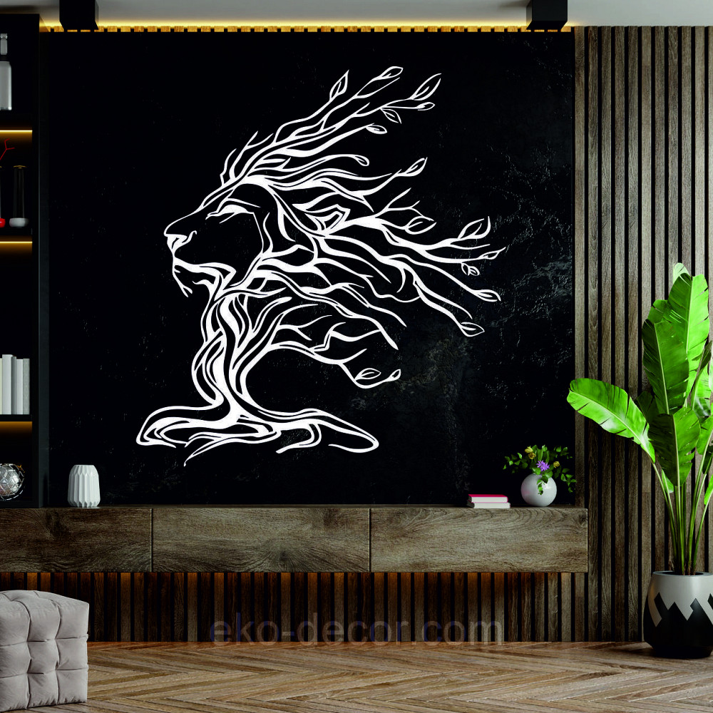 Декоративное настенное 3D Панно «Лев» Декор на стену с объемом 70*64 см, Белый Киев - изображение 9