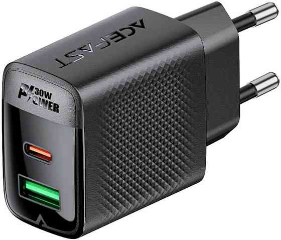 Зарядний пристрій 2xUSB 30W (USB-C+USB-A) Gan A98 Black Acefast Винница