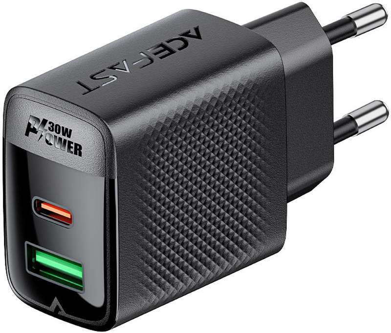 Зарядний пристрій 2xUSB 30W (USB-C+USB-A) Gan A98 Black Acefast Винница - изображение 3