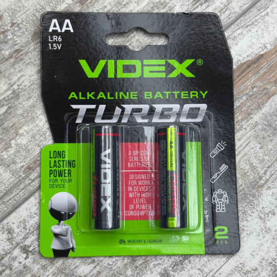 Батарейка AA LR6 Videx Turbo Alkaline щелочная 1.5В, надежный источник питания для техники и игрушек Киев