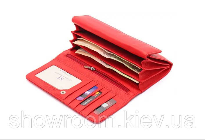 Жіночий шкіряний зручний гаманець (2022) червоний Київ - фото 3