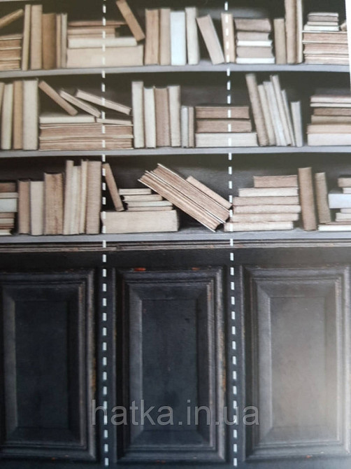 Шпалери вінілові Grandeco One roll one motif 2 A36801 панно 3д книги полиці стелажі бежеві коричневі Київ - фото 1