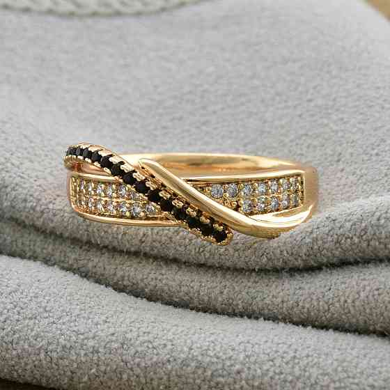 Кольцо 19 размер Xuping (ширина 6мм, вес 2.9г), позолота 18К Киев