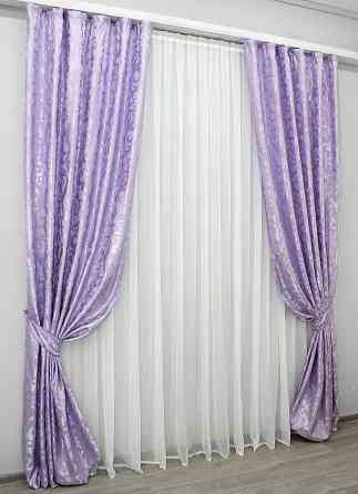 Комплект готовых штор VR-Textil Жаккард Вензель № 295ш Сиреневый 100х270 см 2 шт (31-029) Киев