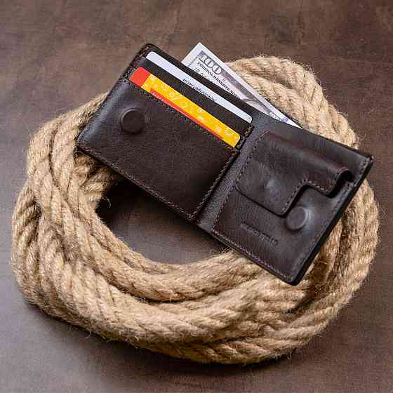 Якісне портмоне в гладкій шкірі на магнітах GRANDE PELLE 11307 Коричневе Київ