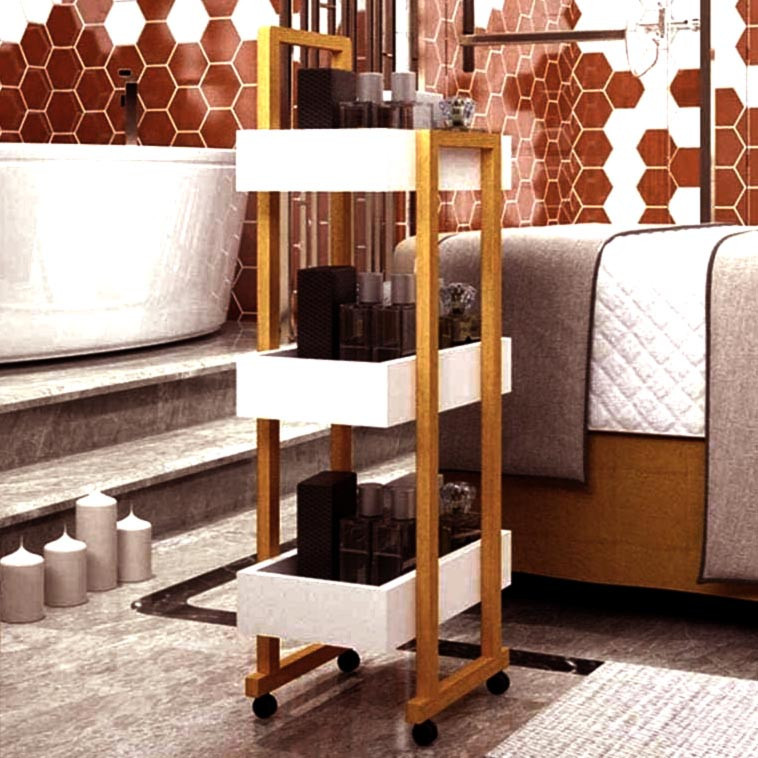 Етажерка для ванної на коліщатах "Харпер" охра-зефір Миколаїв - фото 1