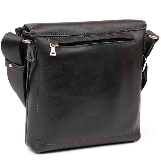 Сумка месенджер в гладкій шкірі GRANDE PELLE 11333 Чорна Київ