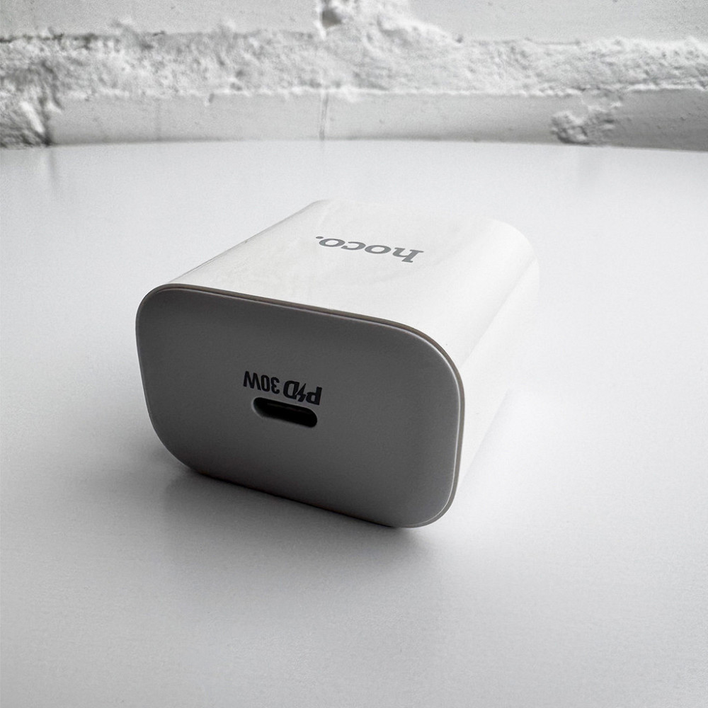 Мережевий зарядний пристрій з кабелем HOCO C76A Pro Majestic single port PD30W charger set (C to iP)(EU) White Одеса - фото 10
