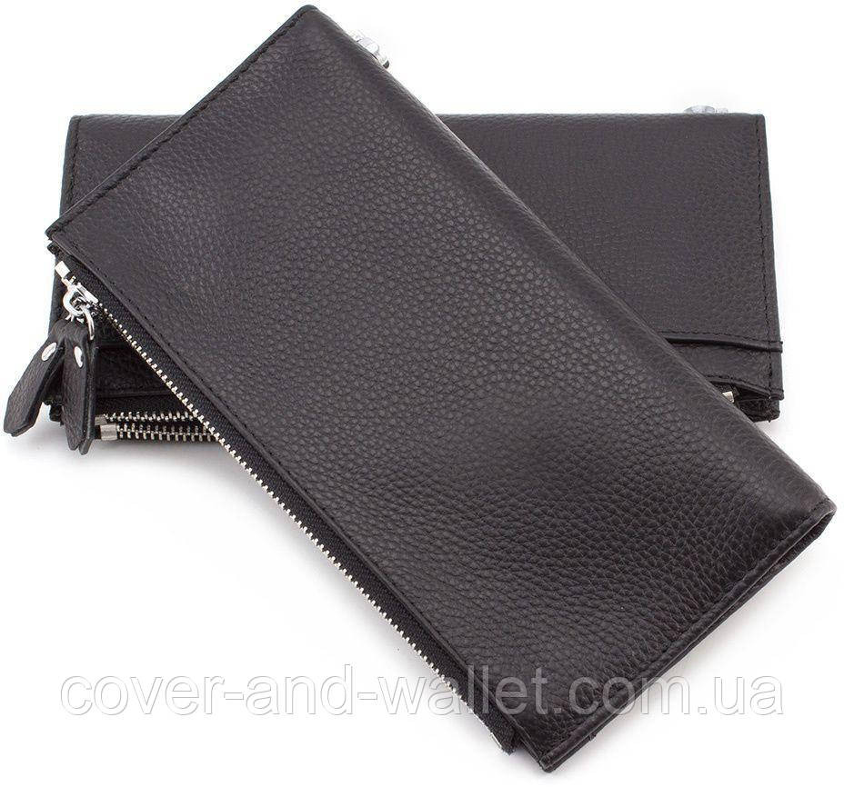 Шкіряний гаманець під купюри і картки чорного кольору ST 420 Київ - фото 3