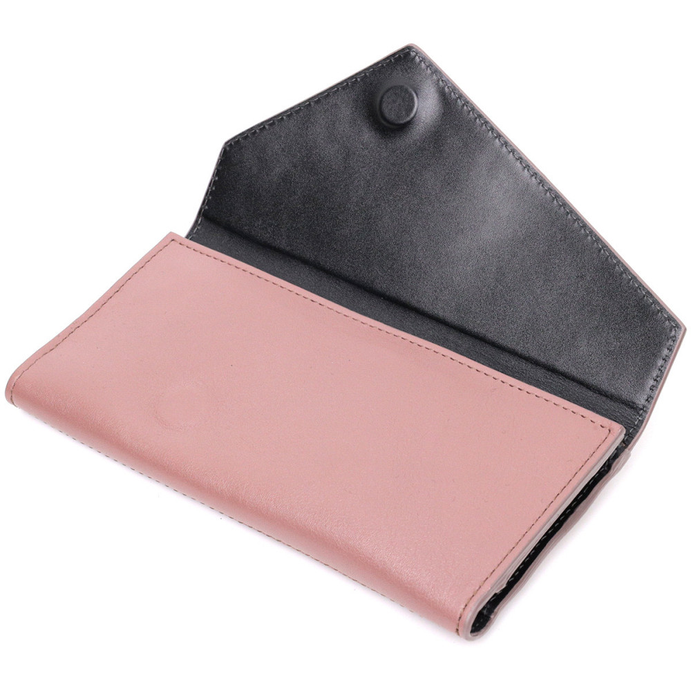 Якісний гаманець із монетницею зовні з натуральної шкіри GRANDE PELLE 11648 Пудровий Київ - фото 3