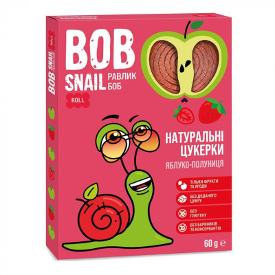 Цукерка Bob Snail Равлик Боб Яблучно-полуниця 60 г (4820162520415) Вінниця - фото 1