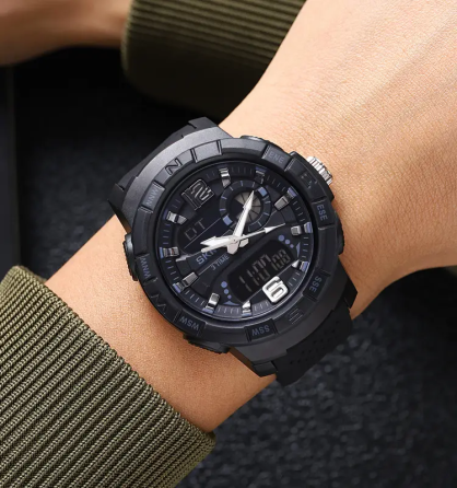 Часы мужские наручные спортивные Skmei 2163 с двойным дисплеем и подсветкой (Черный) Винница