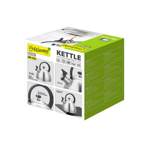 Чайник 2,5л металевий з пластиковою ручкою (ручка:чорний) MR-1302 Maestro Житомир