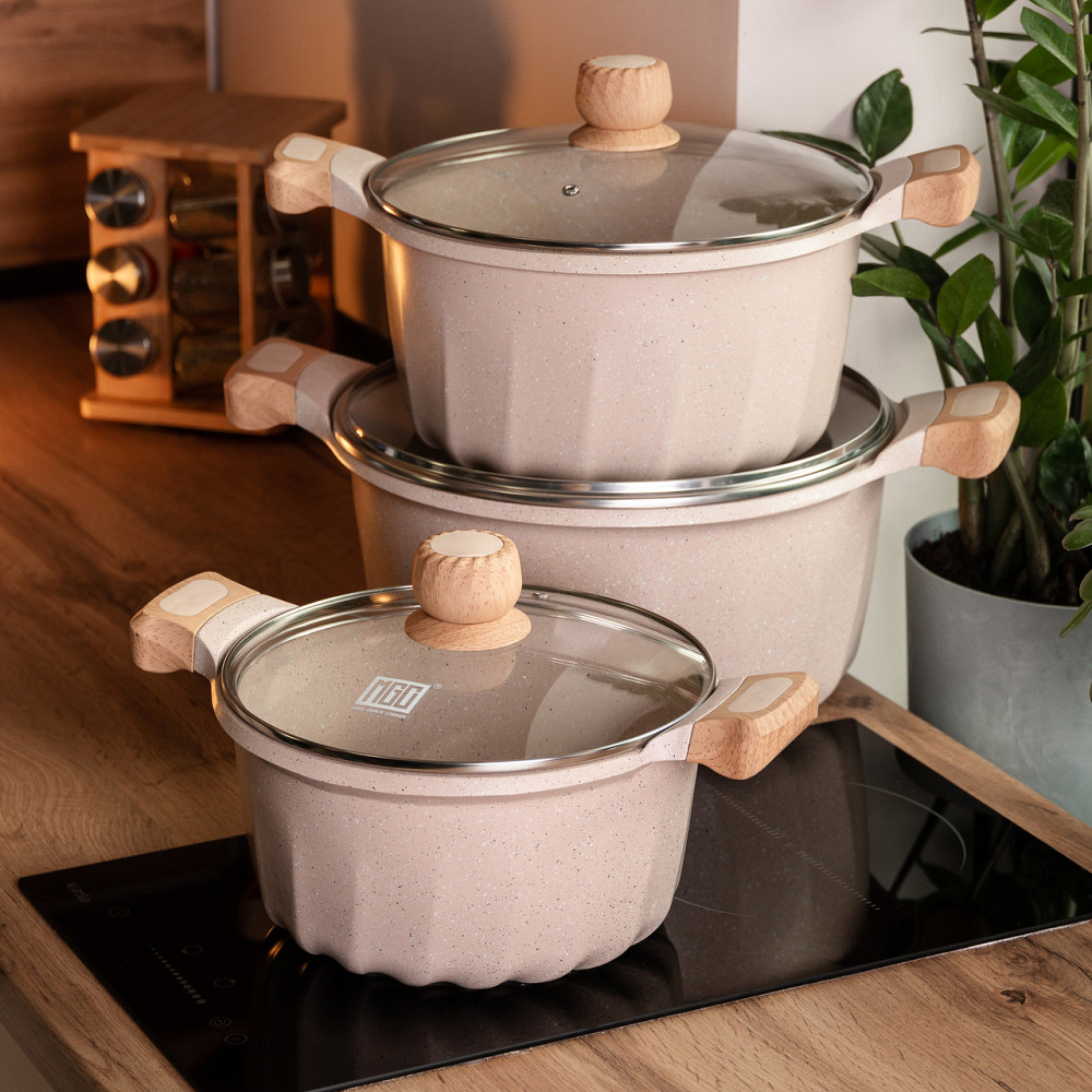 MGC Набір із трьох каструль та сковорідок з кришками 24, 28, 32 см, товсте алюмінієве дно MGC H Коломыя - изображение 6