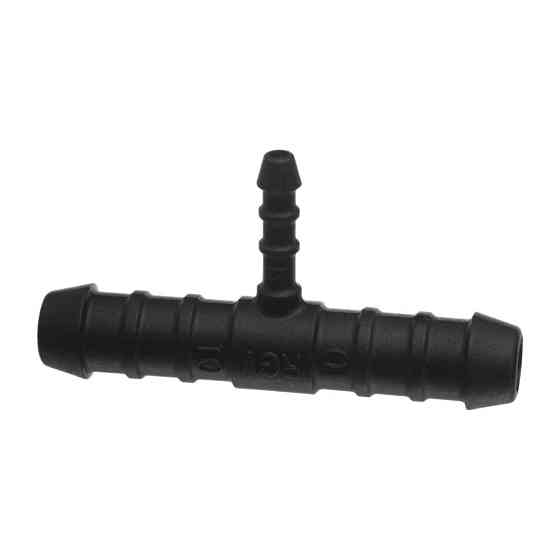 Фітинги, форсунки омивача, Фітинг (з'єднувач трубок) T-подібний, Чорний, Пластик, Розміри (мм): D-10 D1-10 Київ