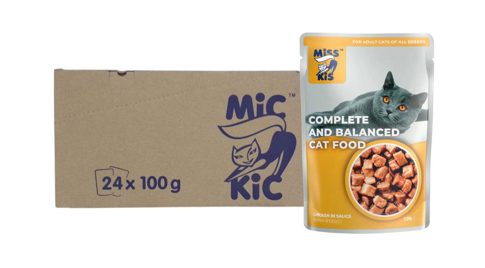 Мис Кіс вологий корм для кішок з куркою в соусі 100 г (блок 24 шт) Вінниця - фото 1