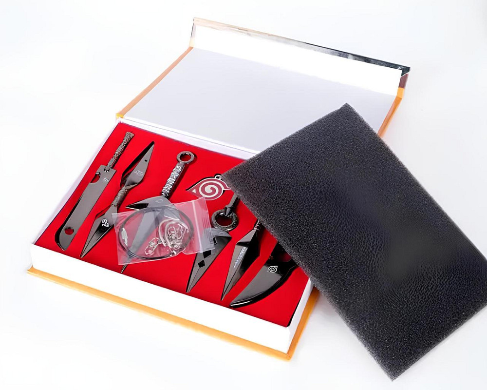 Комплект іграшкових кунаї шинобі Наруто Узумаки RESTEQ — металеві кинджали, сюрікен, амулет і коробка Київ - фото 5
