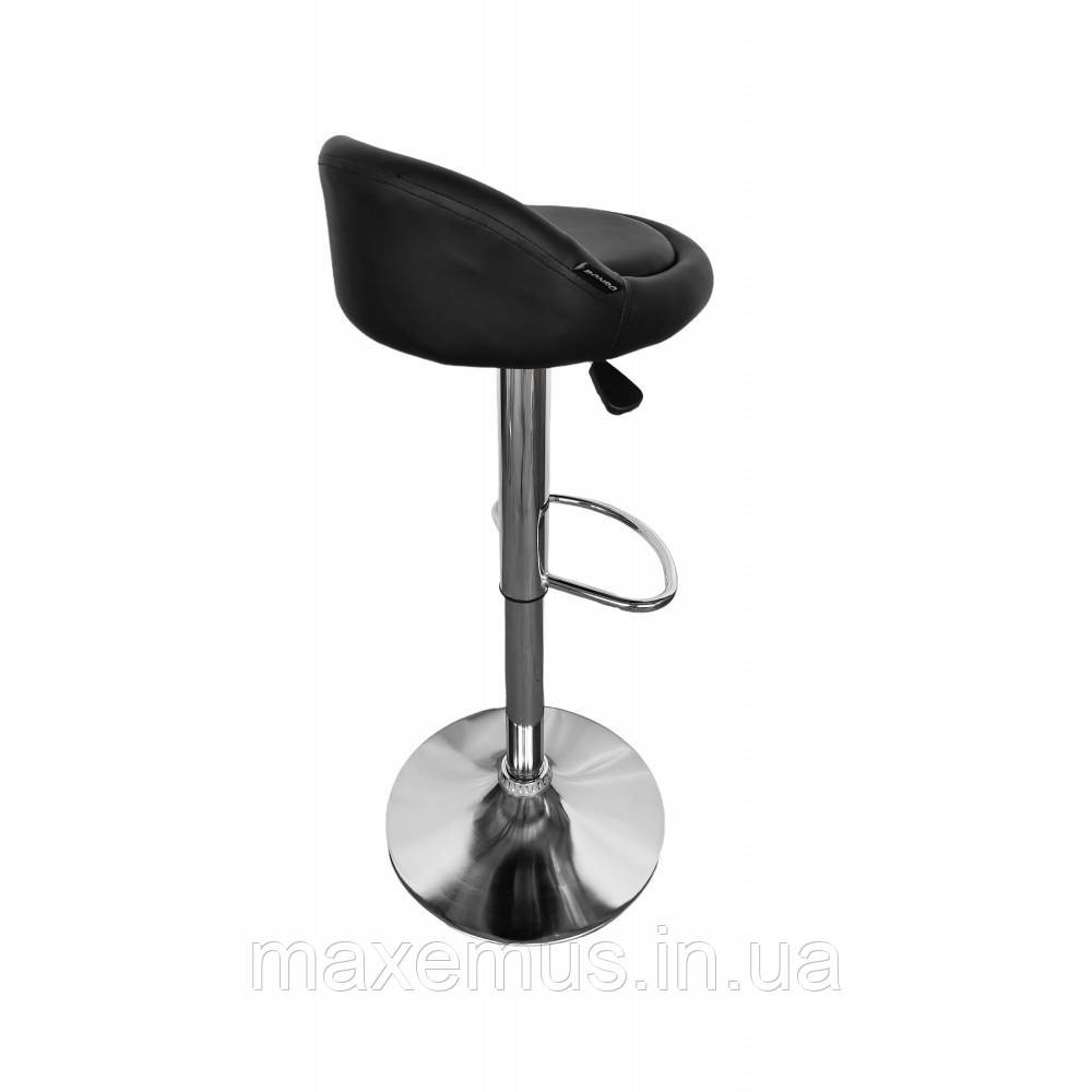 Барный стул для барной стойки с спинкой круглый на кухню кресло барное высокое экокожа B-075 черный Львов - изображение 3