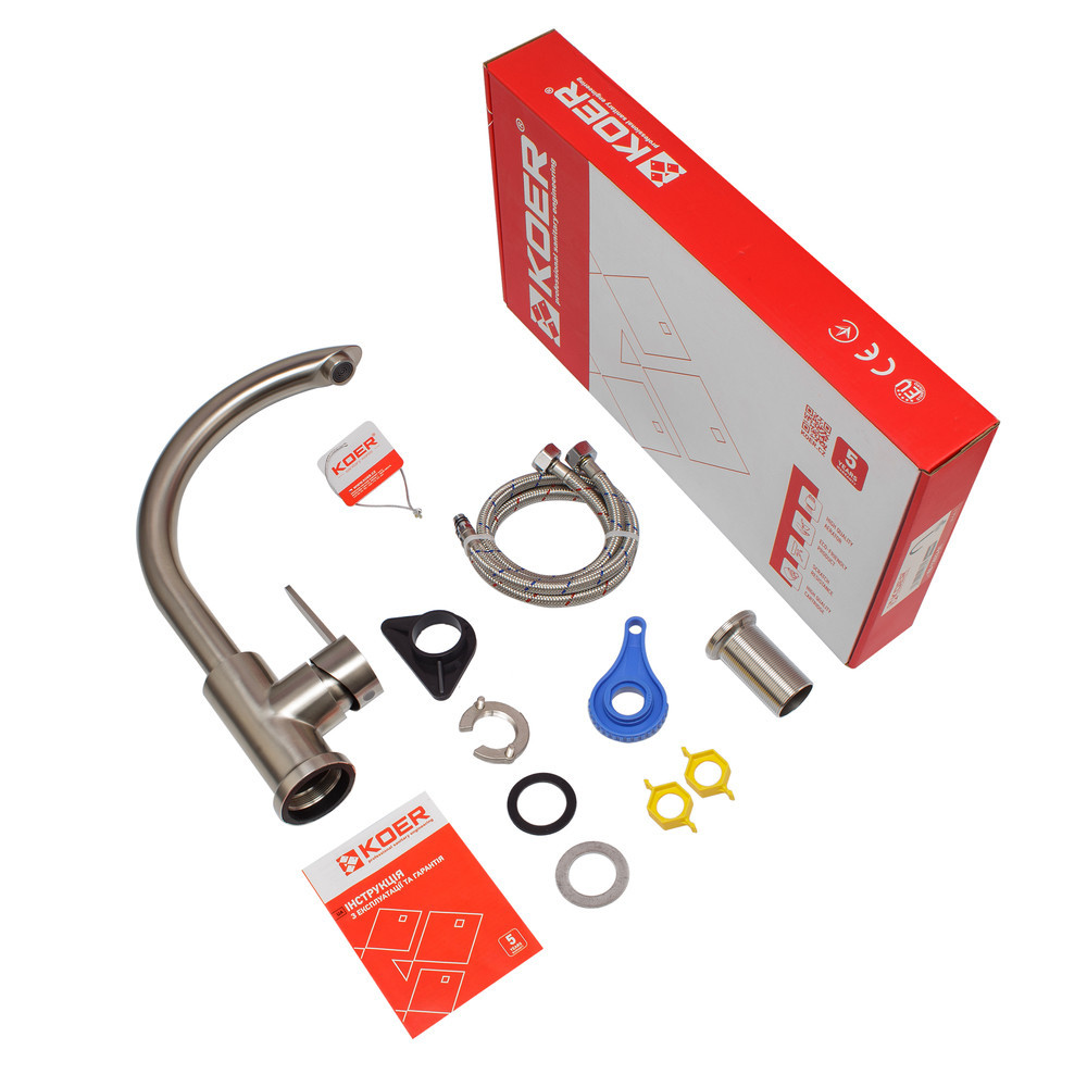 Смеситель для кухни Koer KI-70019-02 (из нерж. стали) (Цвет нерж) (KR4795) Киев - изображение 4