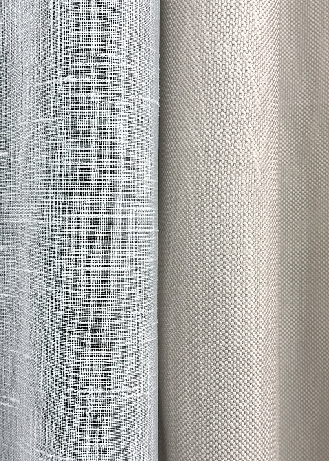 Комплект штор VR-Textil рогожка преміум TERRA LUXE 100х270 2шт і Тюль 300х270 1859ш-115т попелястий з білим 71-077/1 Київ - фото 6