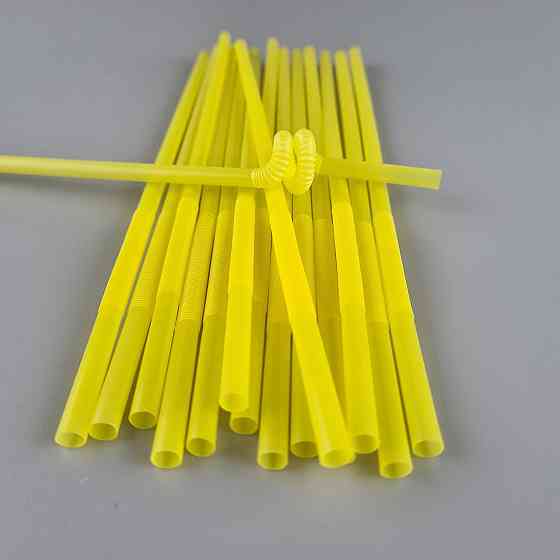 Трубочка-соломка для напитков с гофрой d6,0 -26см Желтая  Артистик (100 шт) Харьков