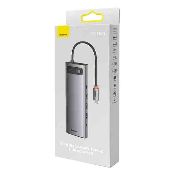 USB-хаб Baseus Metal Gleam Series 12-in-1 Multifunctional Type-C HUB Docking Station Gray Одеса