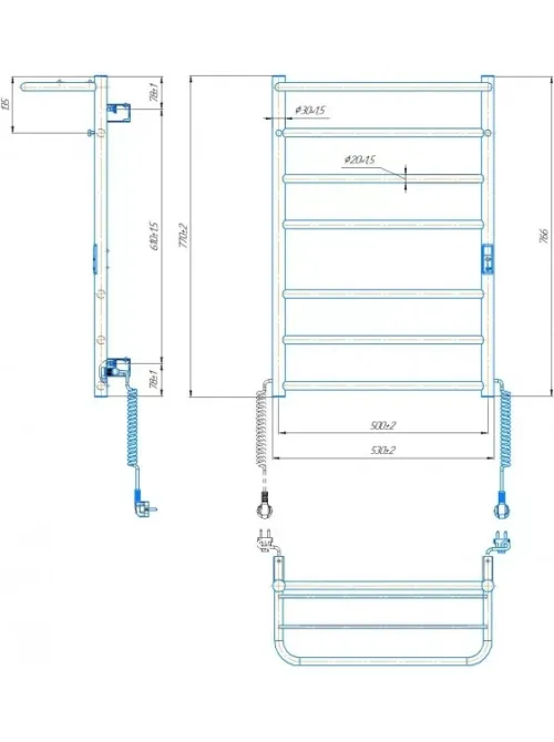 Електрична рушникосушка Mario Home -I 770х530 TR К з полицею Київ - фото 5