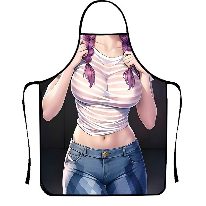 Фартух з приколом для жінок дівчинка з кісками 80 на 60 см різнобарвний Київ - фото 1