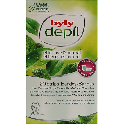 Восковые полоски Byly Для депиляции кожи зоны лица с Мятой, Зеленым чаем, Алоэ 20 шт (8411104040519) Винница - изображение 1