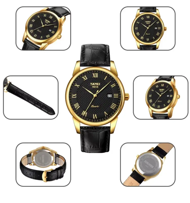 Чоловічий наручний годинник Skmei 9058 Чорний з золотим Київ - фото 4