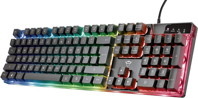 Игровая клавиатура Trust GXT 835 Azor с подсветкой проводная 3 режима LED, полноразмерная, QWERTY (а Киев - изображение 1