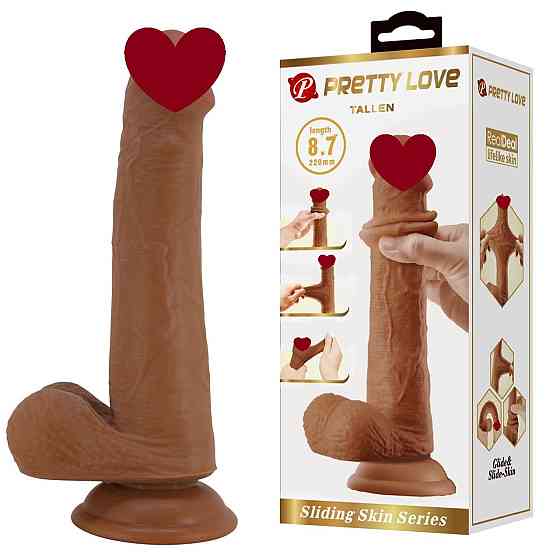 Фалоімітатор з мошонкою PRETTY LOVE TALLEN 8.7(220mm) Sliding Skin Series TPR, Suction base Sex Aura Київ