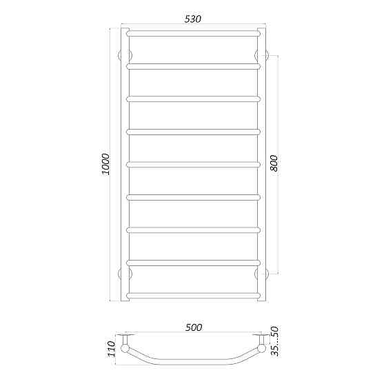 Рушникосушарка UNIO LT W 1000-500-9 Драбинка Трапеція вода Тернополь